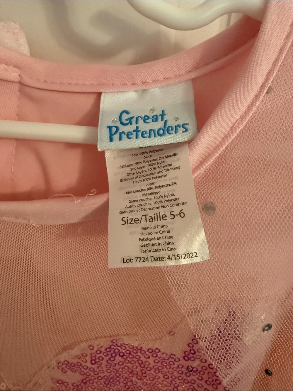 Great Pretenders Kids Pink Sequin Tulle Princess Costume Dress